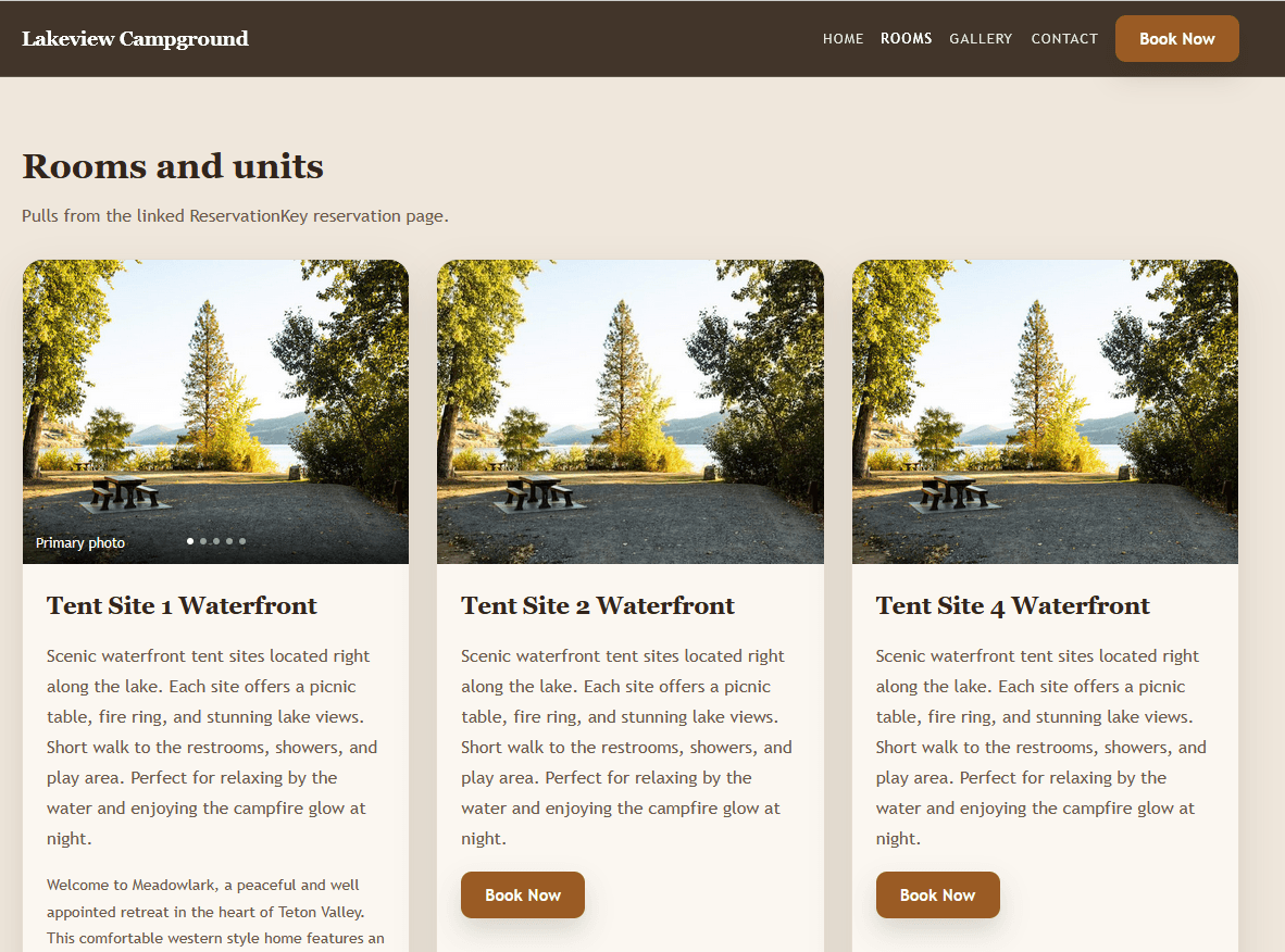 Rooms and units listing connected to booking search