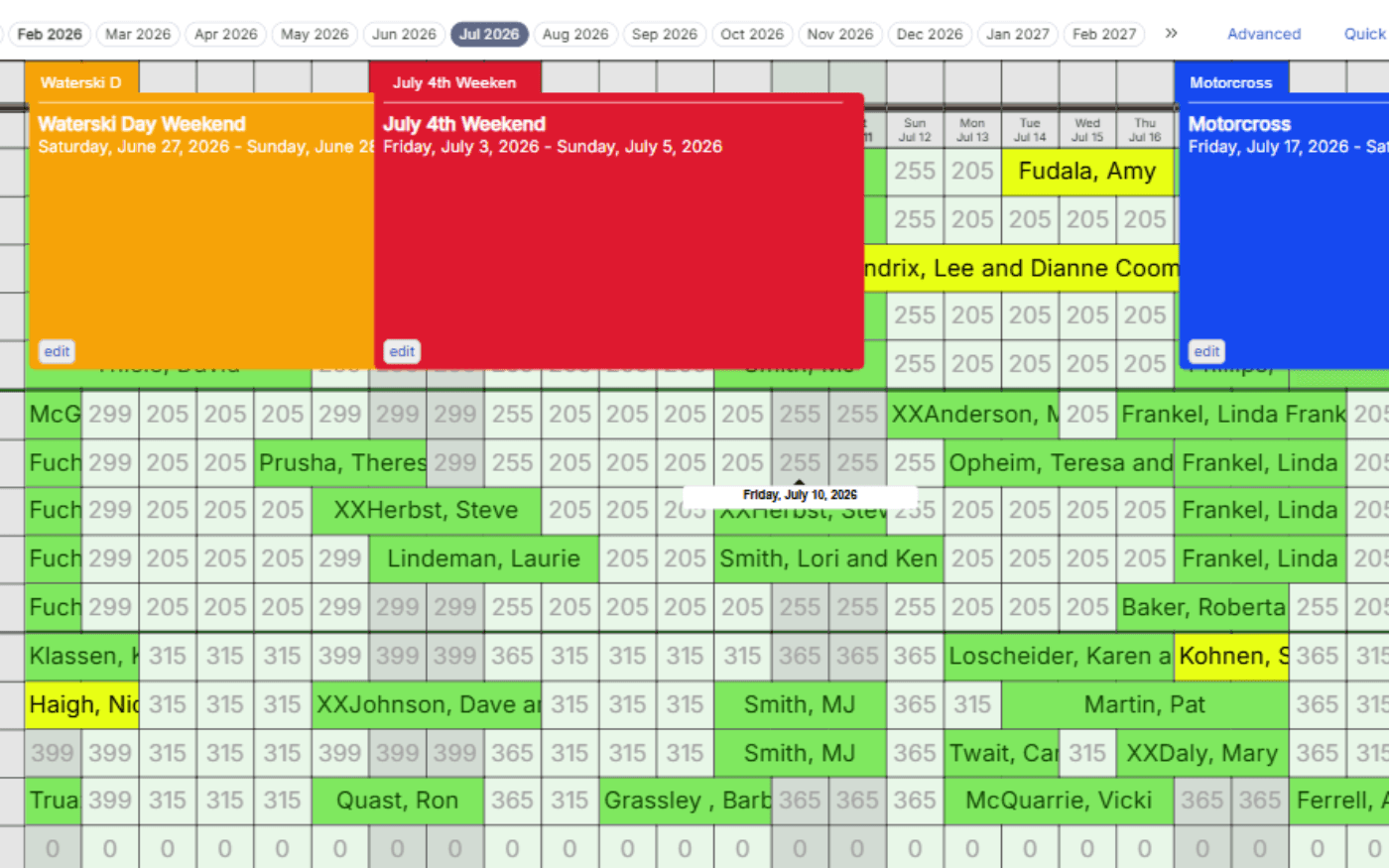 Events Bar for guest requests and operational reminders