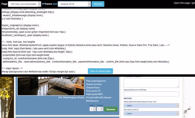 Booking page theme options in ReservationKey