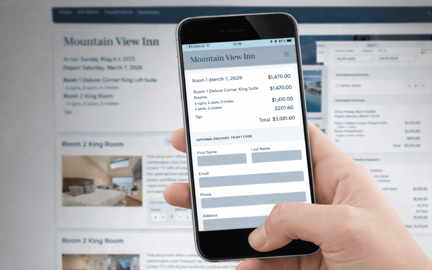 Flexible online booking engine layouts for different property types