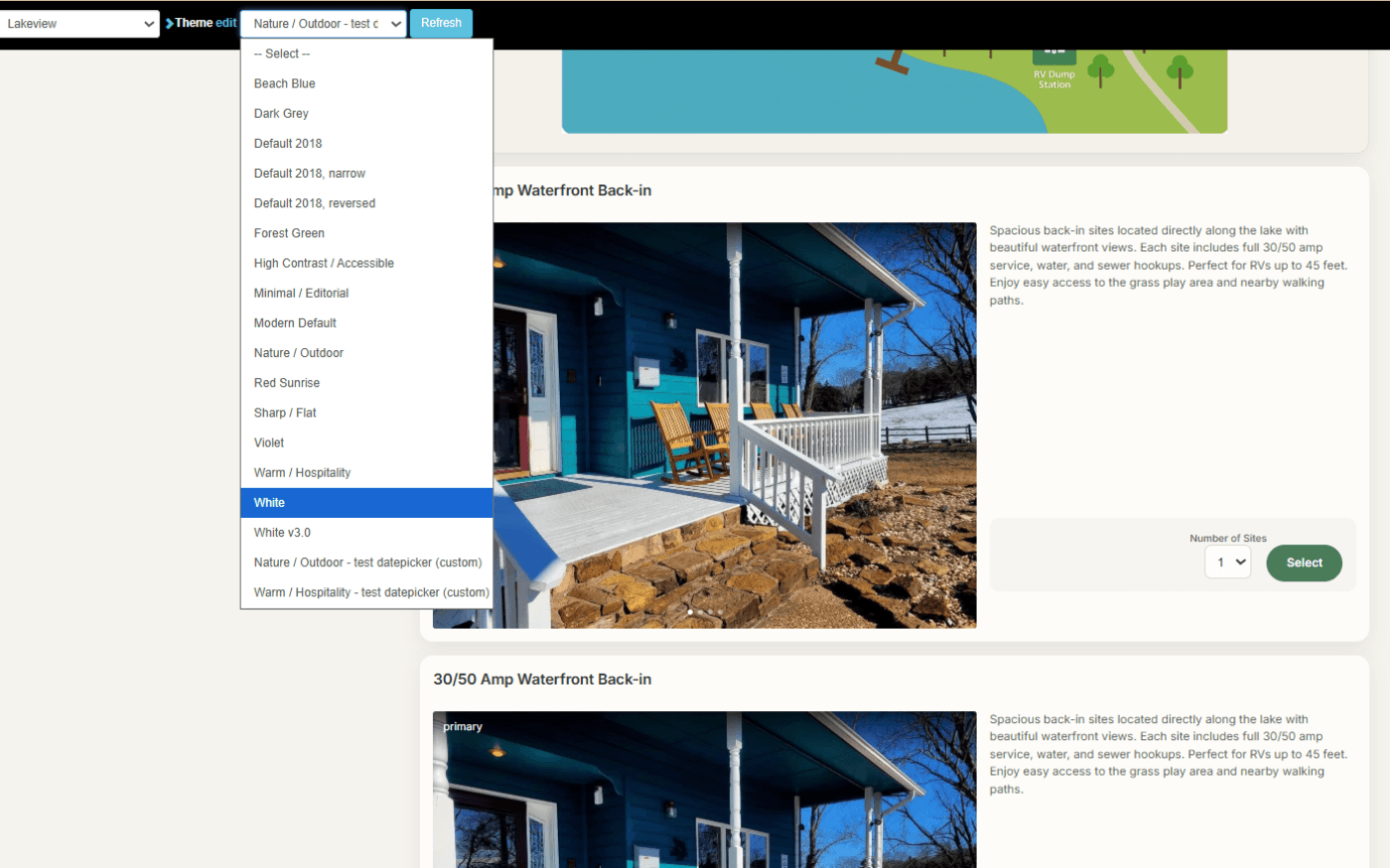 Booking page theme options in ReservationKey