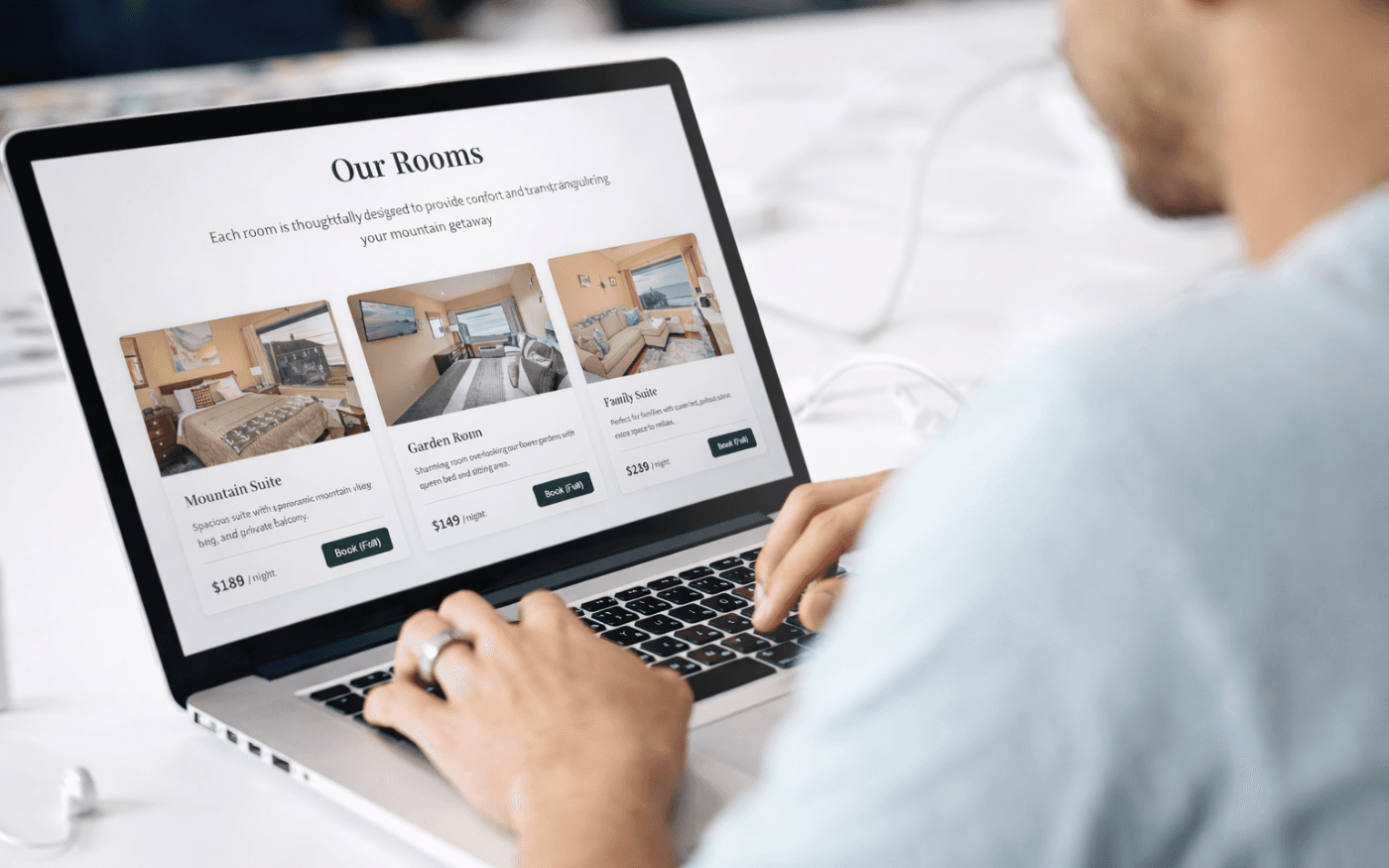 Mobile-friendly reservation booking engine on a property website