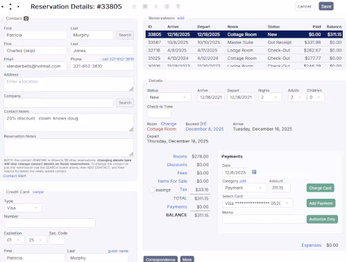 Reservation details page in ReservationKey
