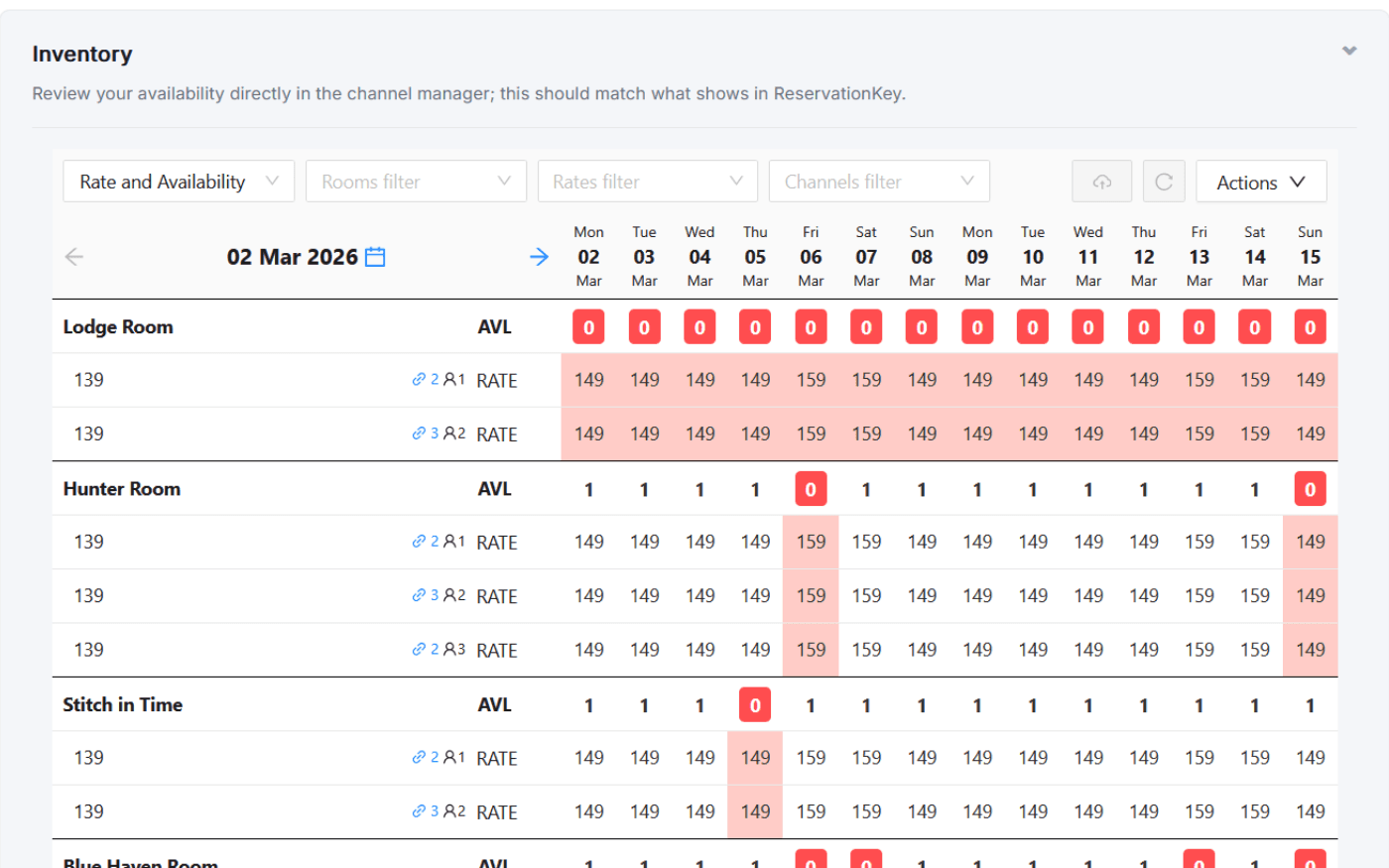 OTA channel manager software connections in ReservationKey