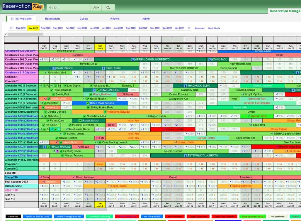 Vacation rental property management software calendar for multiple units