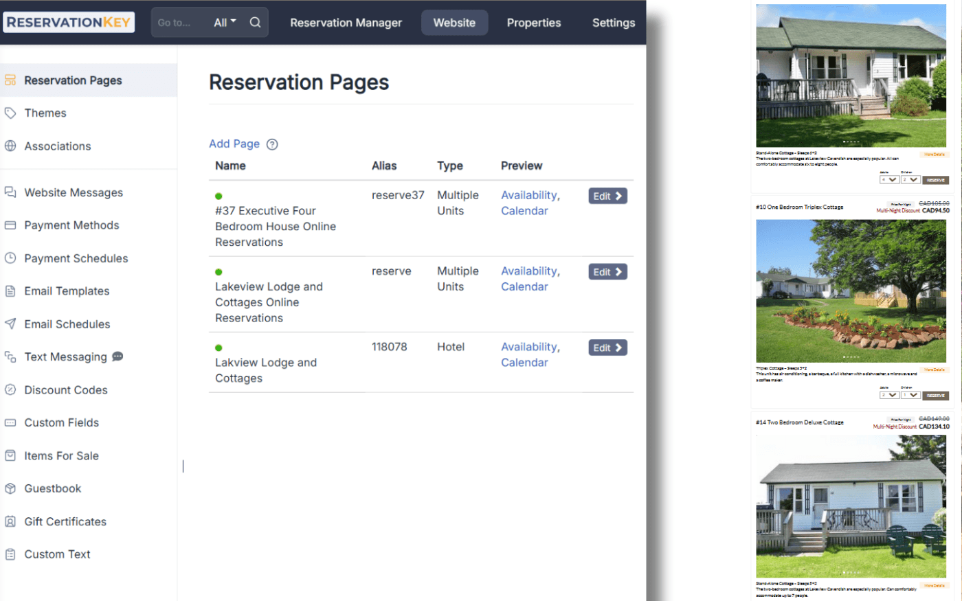 Vacation rental booking engine for direct online reservations