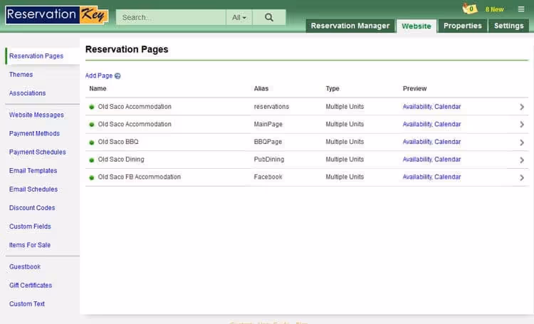 Customizable vehicle rental booking pages