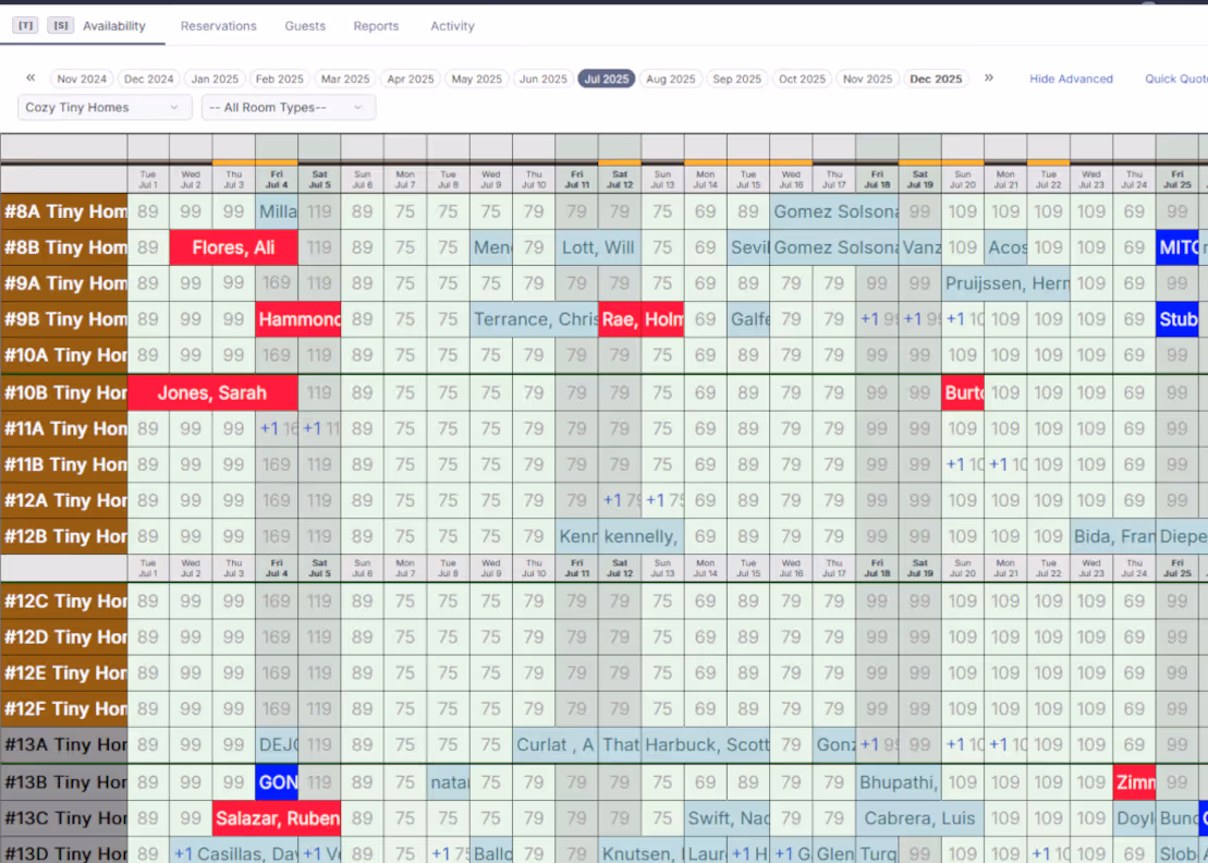 ReservationKey internal calendar view