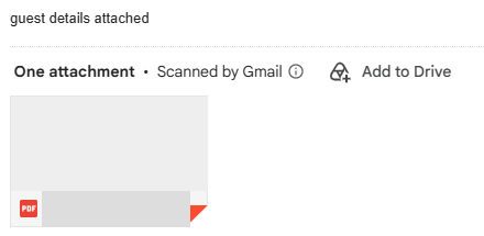 Received Gmail message with a PDF attachment; private details redacted
