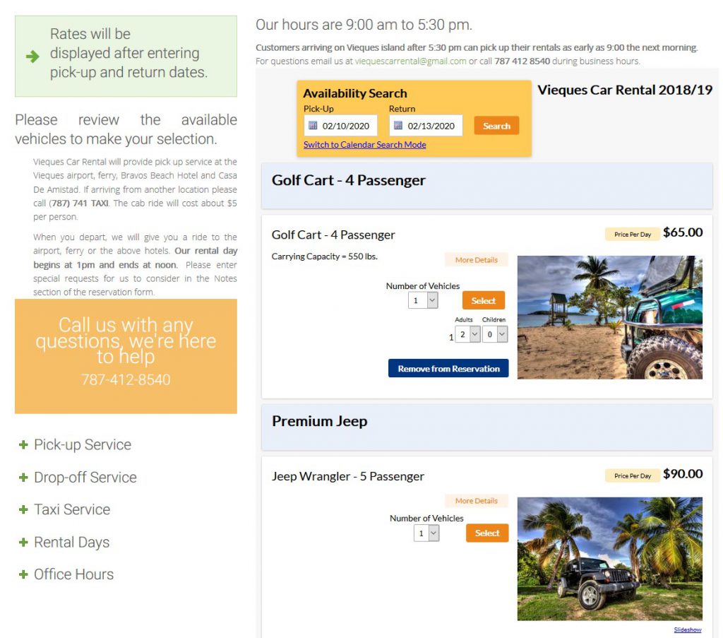 car rentals booking system