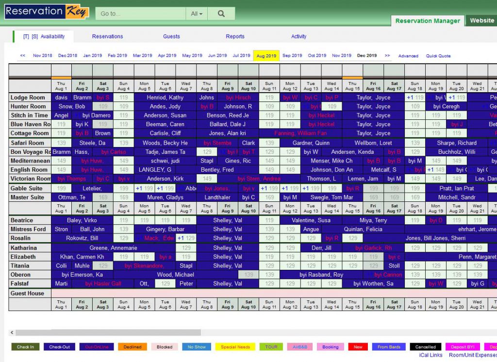 reservation calendar