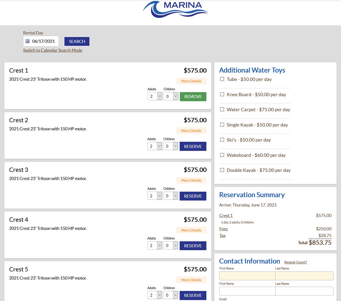 Simple booking engine